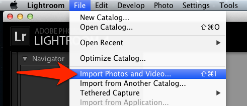 Choose "import photos and videos" to get started with importing images.